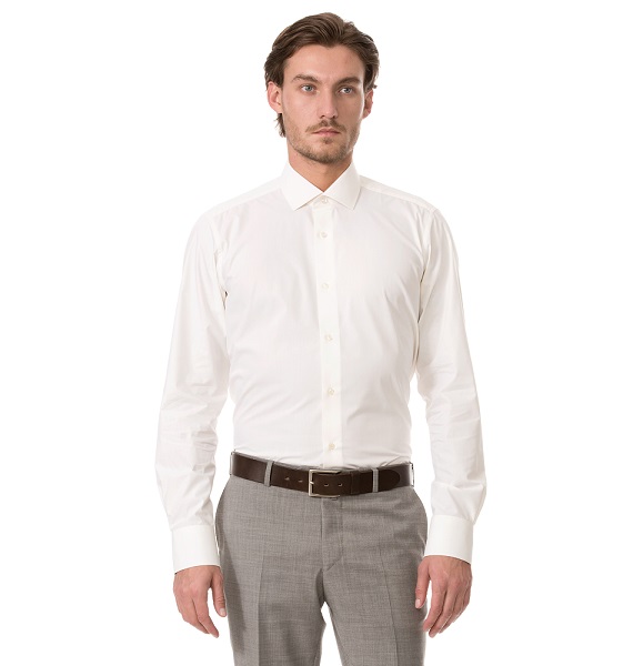 Сорочка Dave Raball Regular fit цвета айвори из структурной ткани 008294