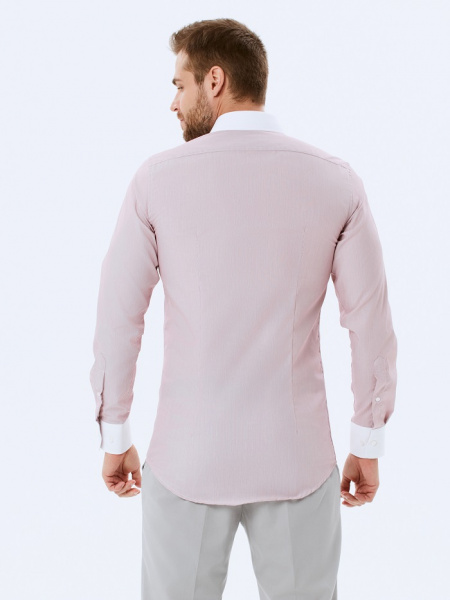 Бордовая сорочка Dave Raball Slim fit с белым воротником и манжетами 000137 