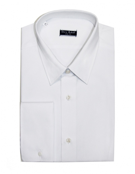 Белая сорочка Dave Raball Slim fit из структурной ткани под запонку 007705