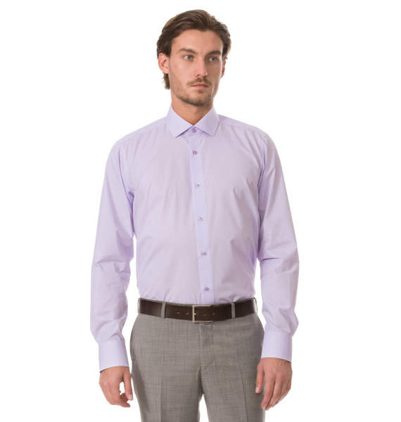 Сиреневая сорочка Dave Raball Regular fit из структурной ткани 008300 