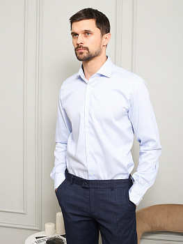 Рубашка Dave Raball бело-голубая полоса Slim fit 000134