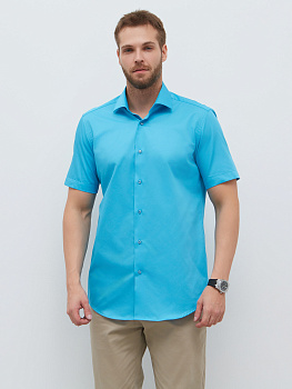 Сорочка Dave Raball Slim fit лазурного цвета 000246 SFs