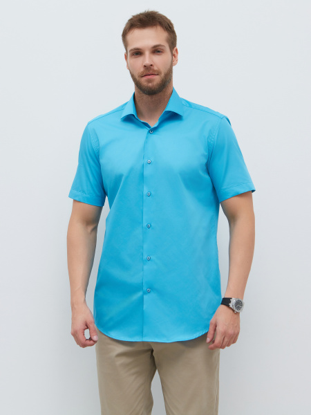 Сорочка Dave Raball Slim fit лазурного цвета 000246 SFs