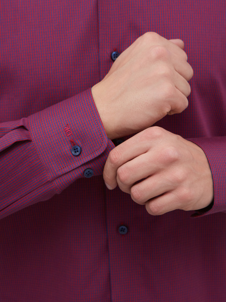 Сорочка Dave Raball Slim fit в бордово-синию клетку 000268 