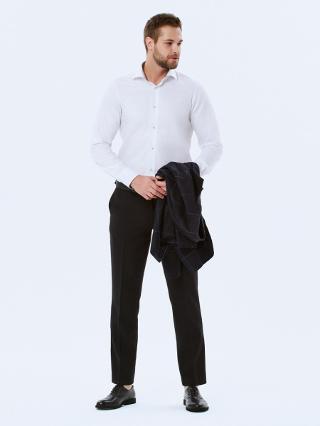 Белая сорочка Dave Raball с отделкой на воротнике и манжетах Slim fit 000224 