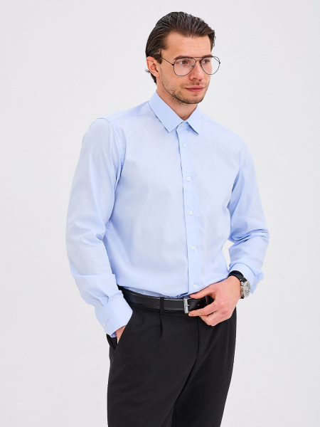 Рубашка Colletto Nuovo Slim fit голубая, планка 000319 SF 