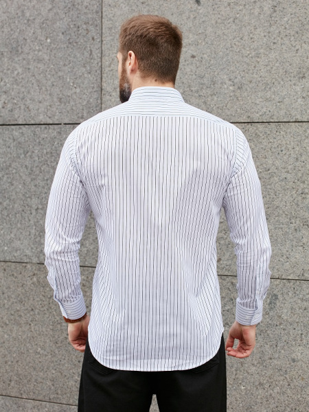 Рубашка Dave Raball Regular fit белая в черную полоску 000285 RF 