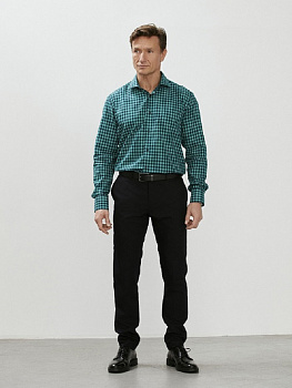 Рубашка Dave Raball Classic fit в зелено-синюю клетку, карман 000295