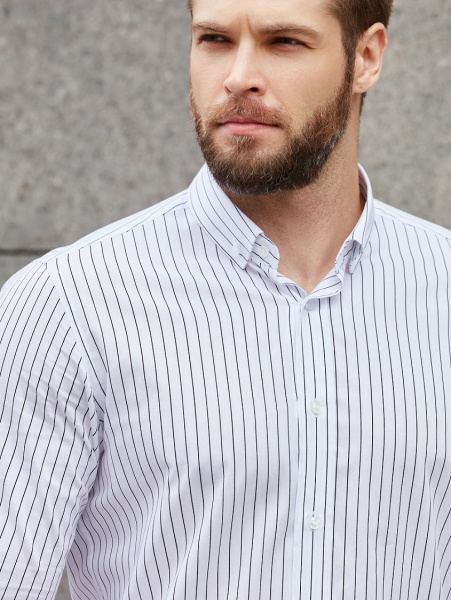 Рубашка Dave Raball Regular fit белая в черную полоску 000285 RF 
