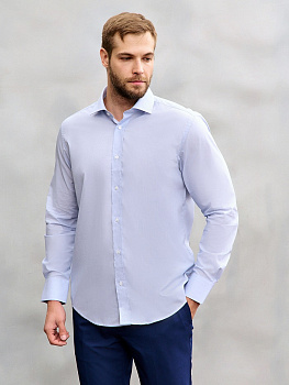 Голубая сорочка Colletto Nuovo Slim fit меланж 000167