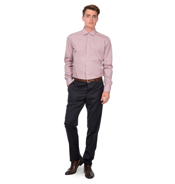 Бордовая сорочка Dave Raball Slim fit микроклетка 009368 SF 