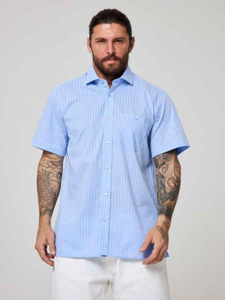 Рубашка  Dave Raball Classic fit голубая с белой полосой 000321 CFs 
