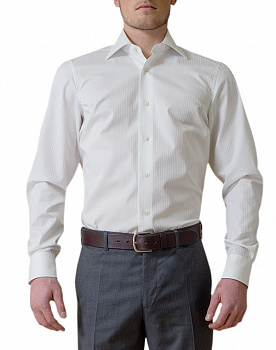 Белая сорочка Colletto Bianco Classic fit из структурной ткани Albini 004746