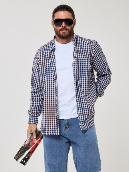 Рубашка Dave Raball Regular fit сине-коричневая клетка 000340 RF