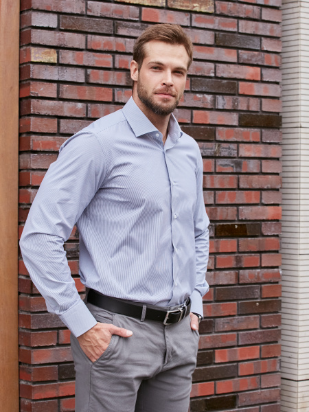 Сорочка Dave Raball Slim fit в серую микрополоску 000280