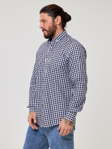 Рубашка Dave Raball Regular fit сине-коричневая клетка 000340 RF 