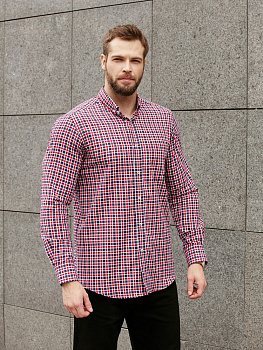 Рубашка Dave Raball Classic fit в красно-сине-белую клетку, карман 000290