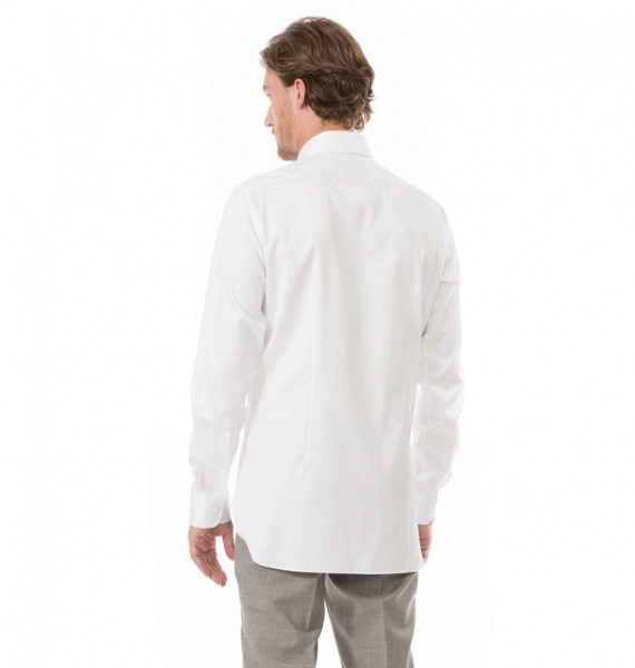 Белая сорочка Colletto Bianco Slim fit под запонку из ткани St.James 008152 