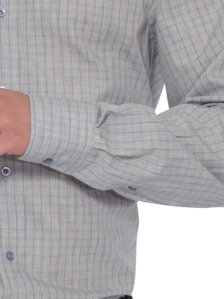 Серая сорочка Dave Raball Regular fit в голубую клетку 005253 