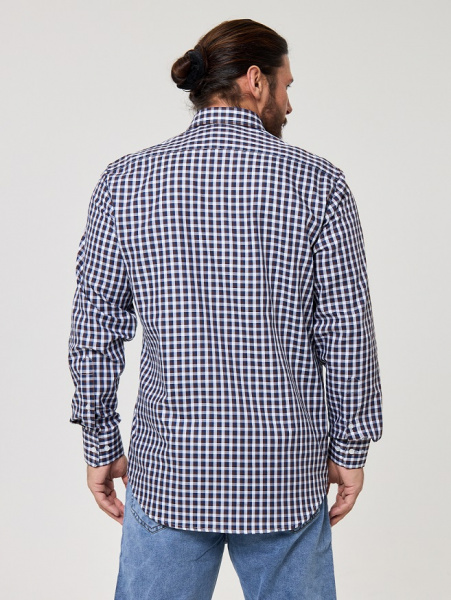 Рубашка Dave Raball Regular fit сине-коричневая клетка 000340 RF 