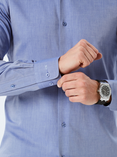 Синяя сорочка Colletto Nuovo Slim fit 000232 