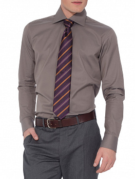 Коричневая сорочка Colletto Bianco Slim fit из структурной ткани 005026 SF