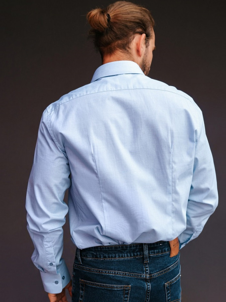 Голубая сорочка Colletto Nuovo Slim fit меланж 000169 