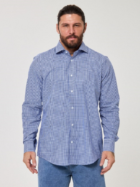 Рубашка Dave Raball Regular fit бело-синяя клетка 000341 RF 