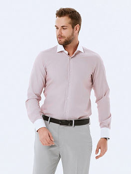 Бордовая сорочка Dave Raball Slim fit с белым воротником и манжетами 000137