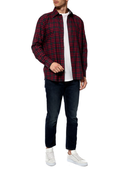 Рубашка Colletto Bianco Slim fit в серо-малиновую клетку с отделкой 008334 SF  