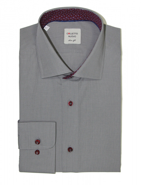 Серая сорочка Colletto Nuovo Slim fit с отделкой  010899