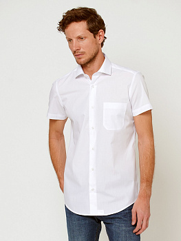 Белая сорочка Dave Raball Slim fit кор.рукав, карман 006975 SFs 