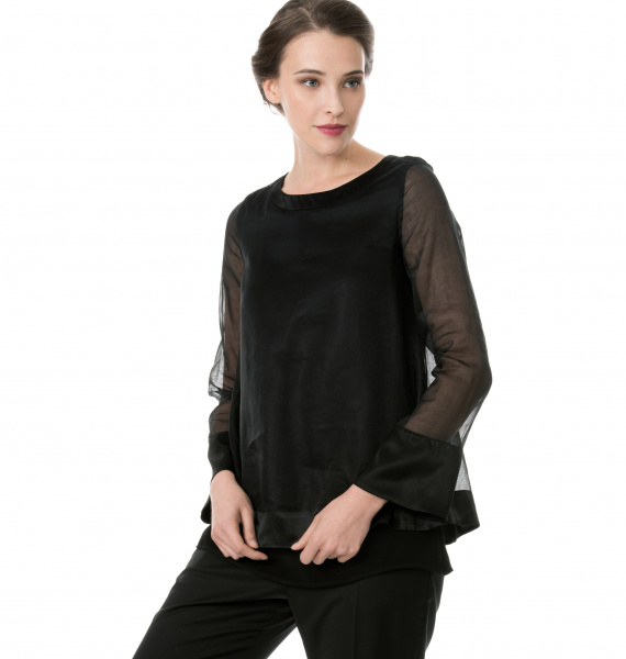 Черная двухслойная блузка Colletto Bianco 008231 CB