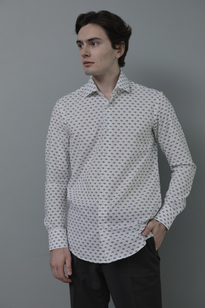 Белая рубашка Dave Raball Regular fit принт самолетики 000010 