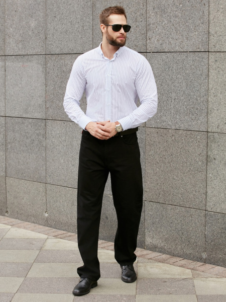 Рубашка Dave Raball Regular fit белая в черную полоску 000285 RF 