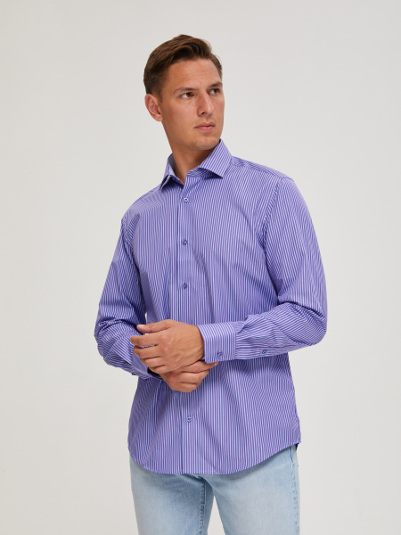 Сорочка Dave Raball Slim fit в фиолетовую полоску с отделкой 000200