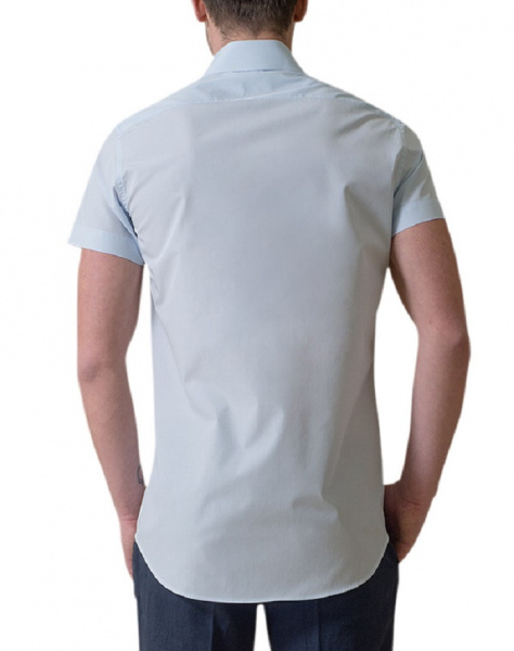 Голубая сорочка Colletto Bianco Slim fit микроклетка 004752 SFs 