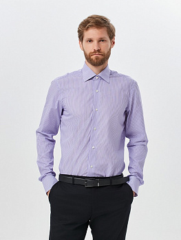 Сорочка Colletto Bianco в бело-сиреневую полоску Slim fit 010207