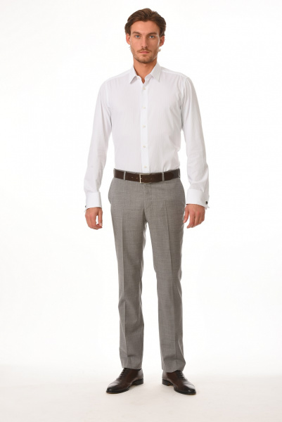 Белая сорочка Dave Raball Slim fit из структурной ткани под запонку 007705 