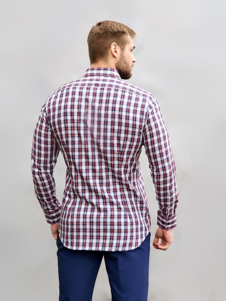 Рубашка Dave Raball Super Slim fit в серо-фиолетовую клетку с отделкой 008414 