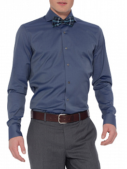Синяя сорочка Colletto Bianco Slim fit из структурной ткани 005024 SF