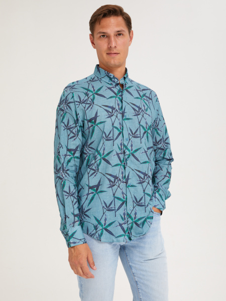 Рубашка Colletto Nuovo Classic fit цветочный принт лен вискоза воротник на пуговицах 000193