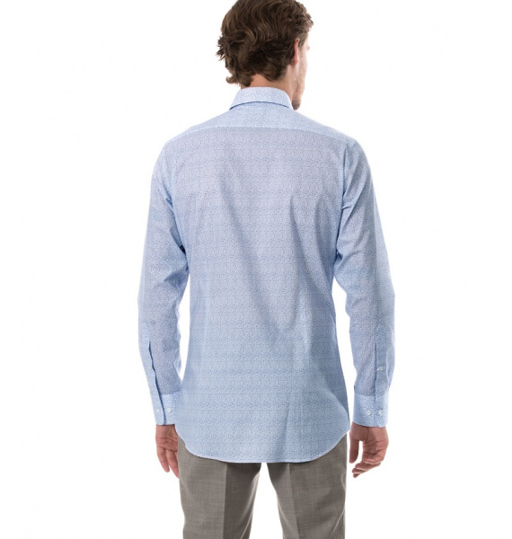 Голубая сорочка Dave Raball принт цветочки Slim fit 007809 