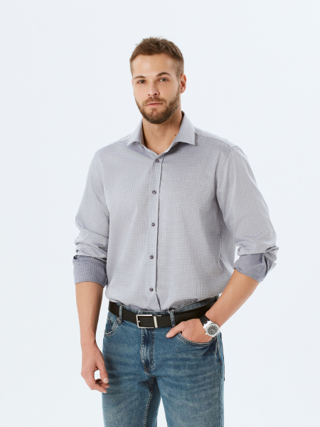 Рубашка Colletto Nuovo Regular fit серая 000228 