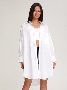 Белое платье-рубашка Colletto Bianco органический хлопок карман 000152