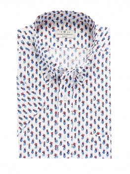 Рубашка Colletto Bianco принт ананасы Slim fit воротник на пуговицах ткань Albini 011359 SFs