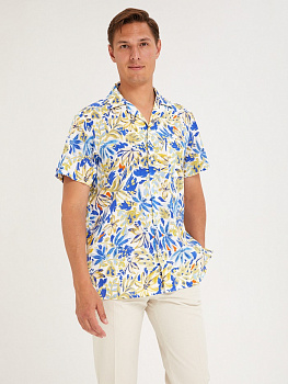 Рубашка Colletto Nuovo Classic fit гавайка принт цветочный лен вискоза 000190 CLFs 
