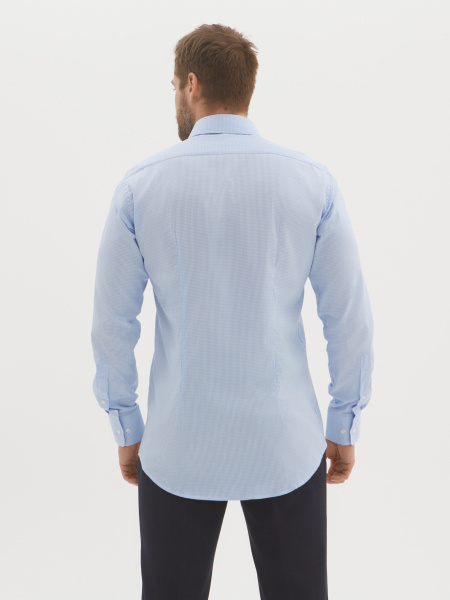 Голубая сорочка Dave Raball Super Slim fit в бело-голубую клетку 000262 
