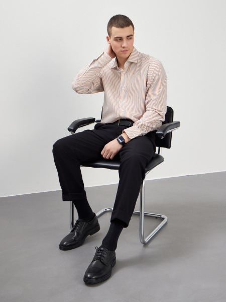 Сорочка Dave Raball Slim fit в коричневую полоску 000276 