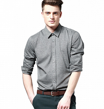 Серая рубашка Colletto Bianco Super Slim fit из трикотажа Monti  006370 SSF